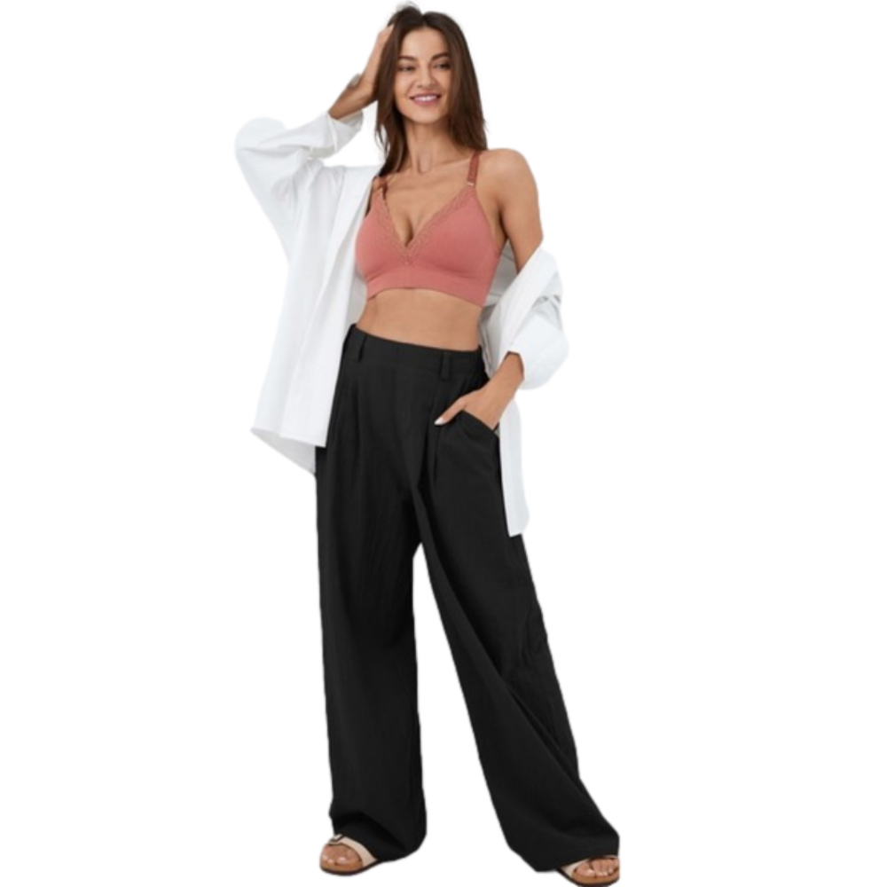 Halara High Waisted Plicated Side Pocket Wide Leg Pants Size XL